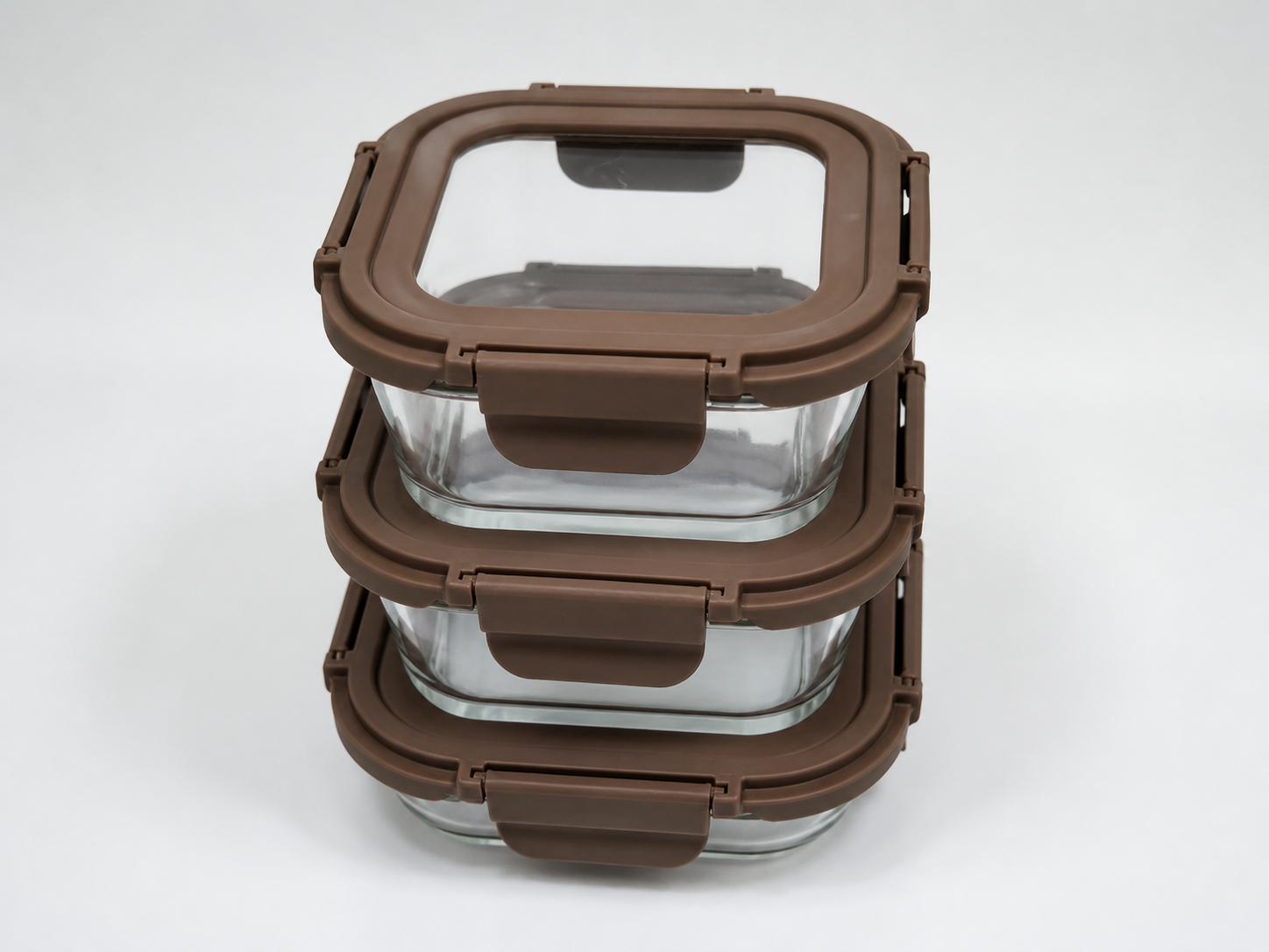 Hinged Non-Vented Glass-Lid Square Food Container