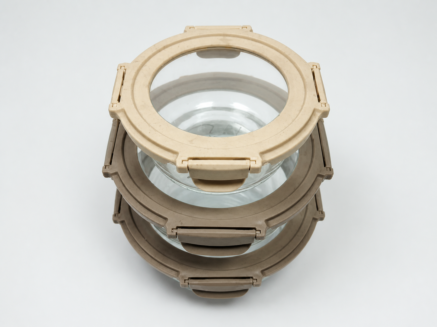 Hinged Non-Vented Glass-Lid Round Food Container