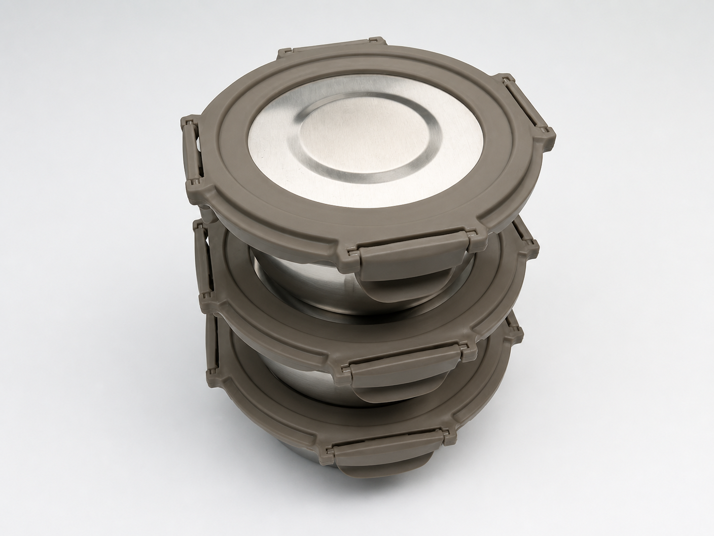 Hinged Non-Vented Stainless-Steel-Lid Round Food Container — Variant 1