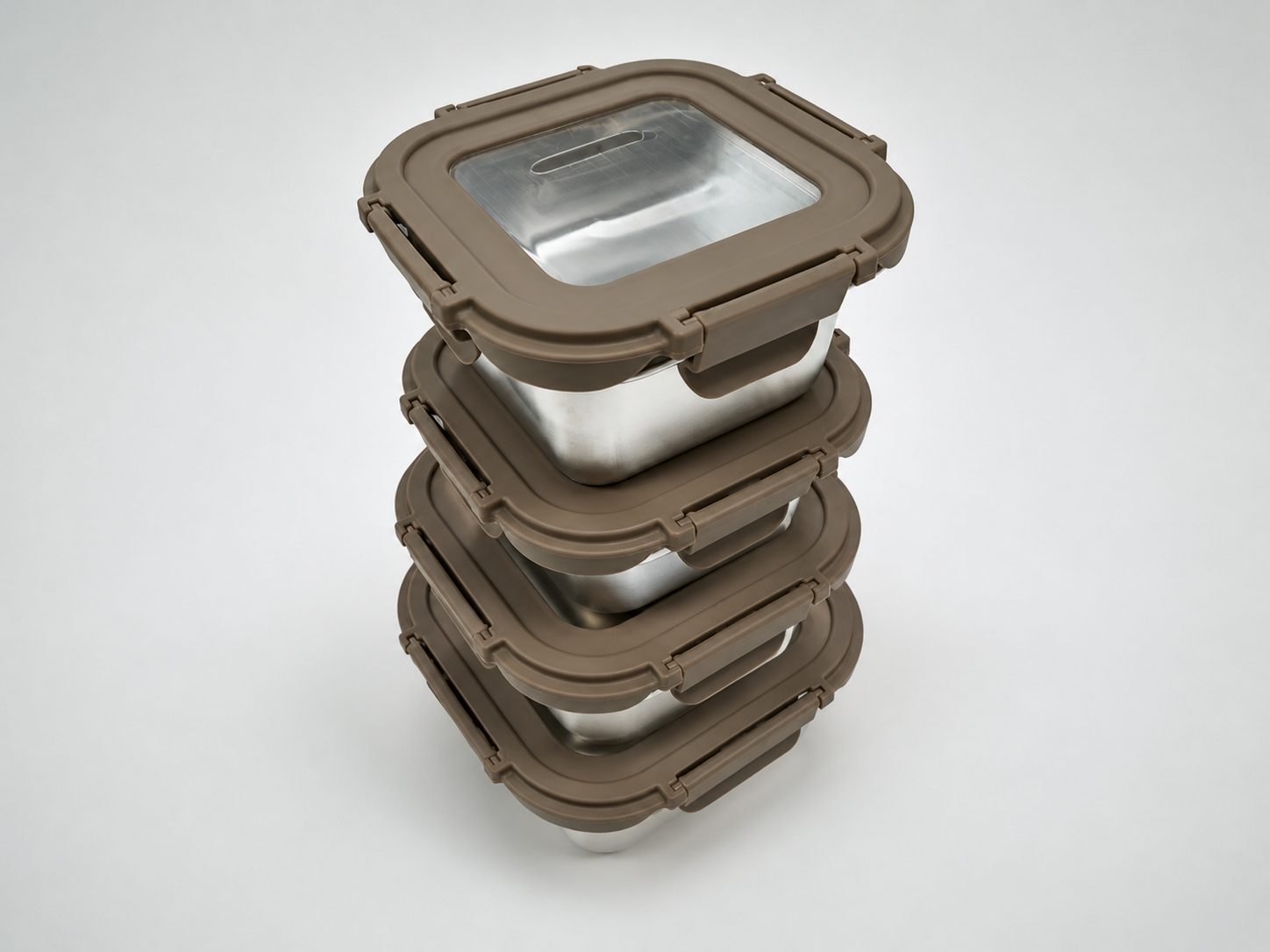 Hinged Non-Vented Stainless-Steel-Lid Square Food Container