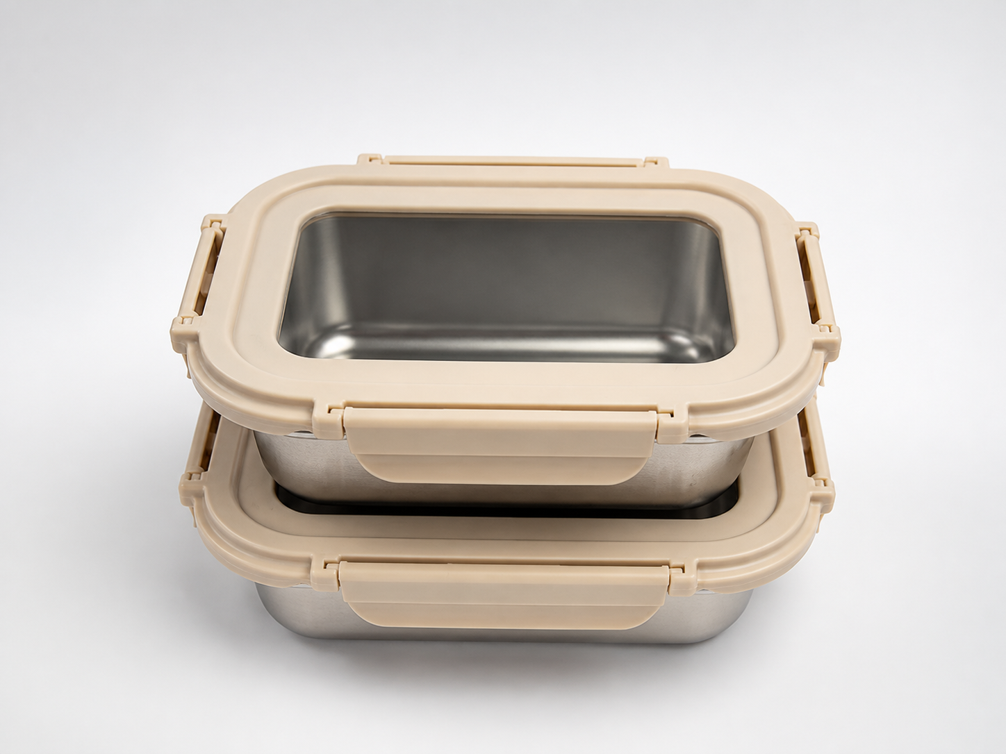 Hinged Non-Vented Glass-Lid Rectangular Food Container — Variant 2