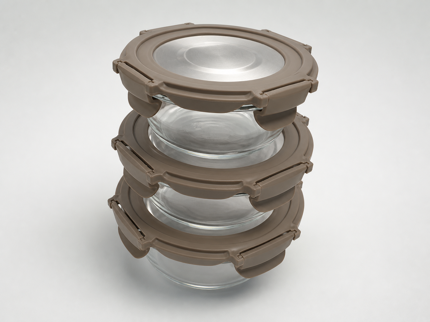 Hinged Non-Vented Stainless-Steel-Lid Round Food Container — Variant 2