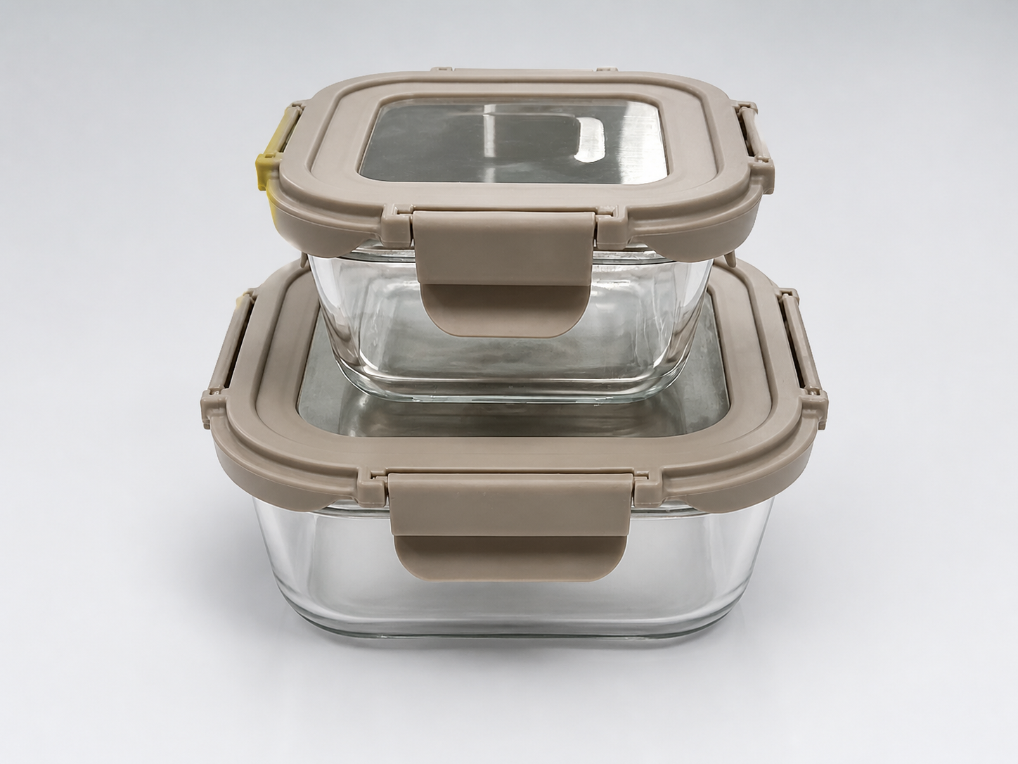 Hinged Stainless-Steel Square Food Container with Glass Bowl