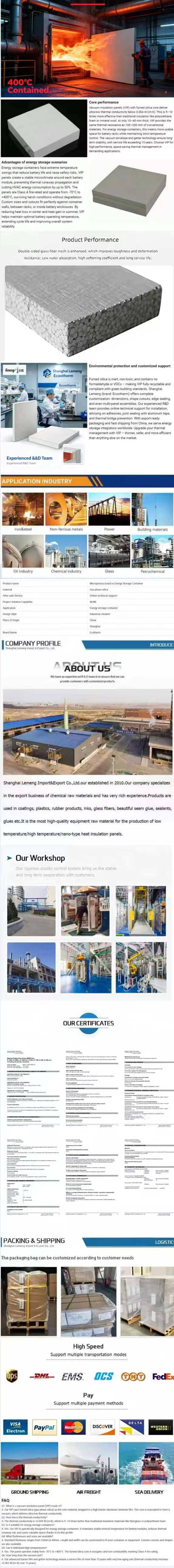 Fumed Silica High-Temperature Insulation Products detailed product description