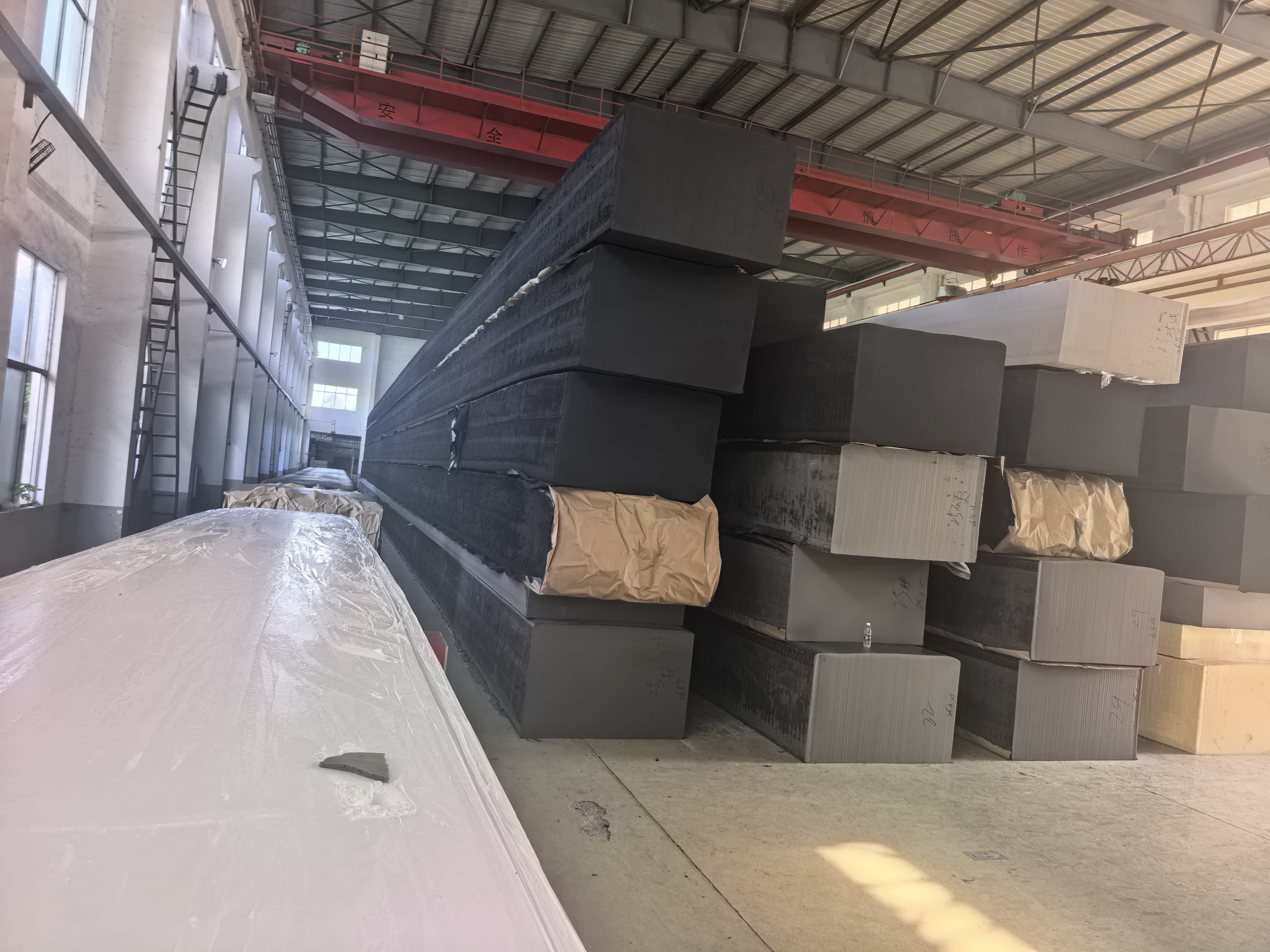 Foam blocks in workshop